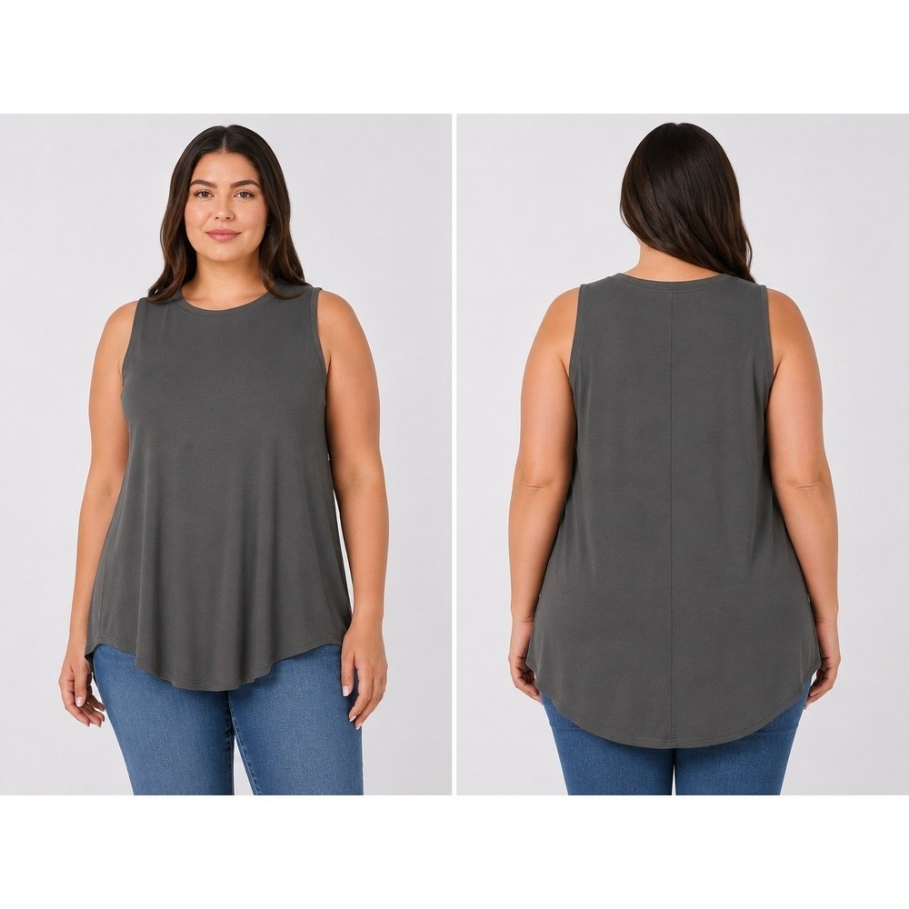 Zenana Women's Plus Hi-Low Tank Top Ash Gray Size 1X New With Tags